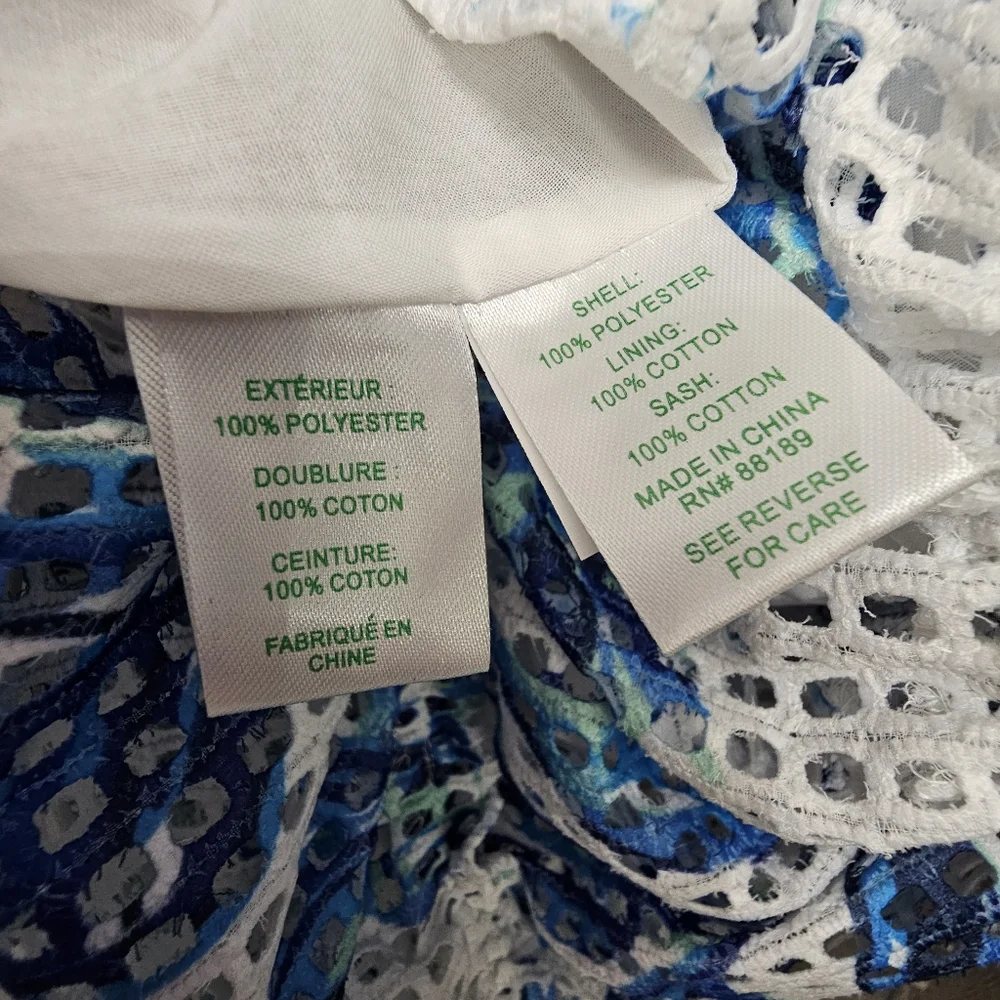 Nwt Lilly Pulitzer Sona White/Blue Floral Off Shoulder Tiered Mesh Midi Dress - Picture 15 of 17